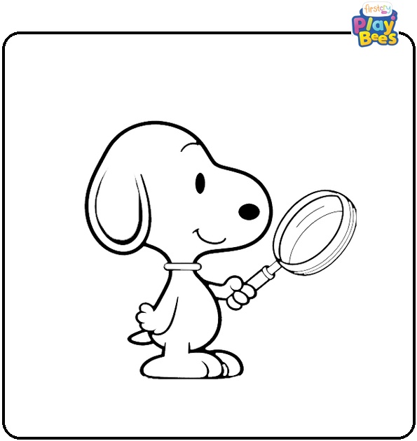 Snoopy Holds a Magnifying Glass Coloring Page Snoopy Holds a Magnifying Glass Coloring Page