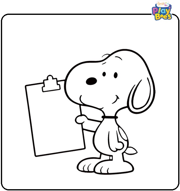 Snoopy Holds a Paper Coloring Page Snoopy Holds a Paper Coloring Page