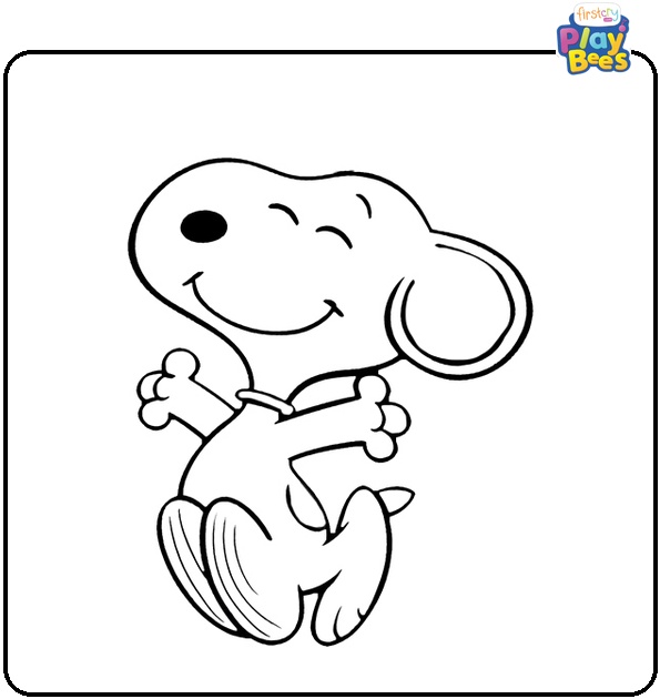 Snoopy Jumping Happily Coloring Page Snoopy Jumping Happily Coloring Page
