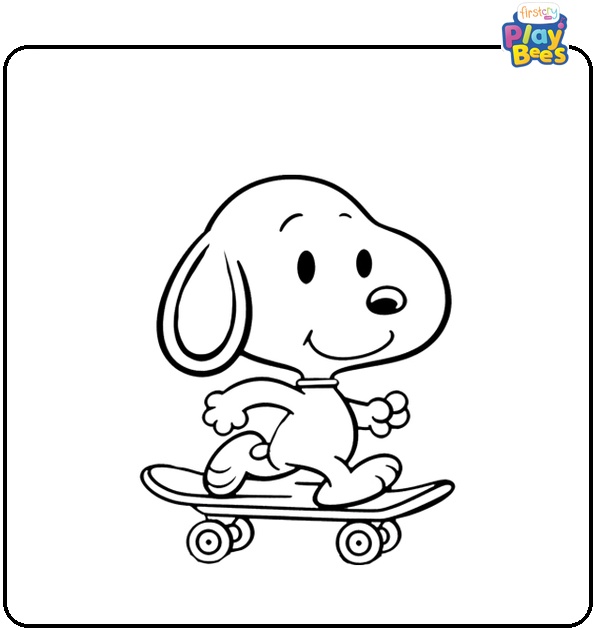 Snoopy Playing Skateboard Coloring Page Snoopy Playing Skateboard Coloring Page