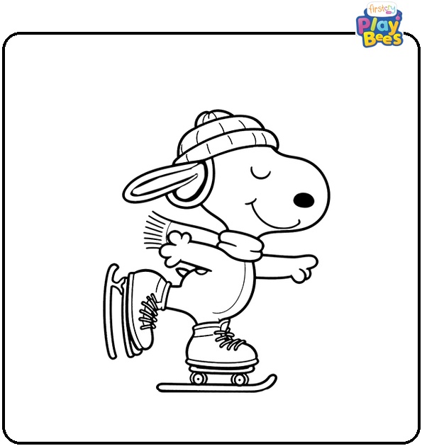Snoopy Skating Coloring Page Snoopy Skating Coloring Page