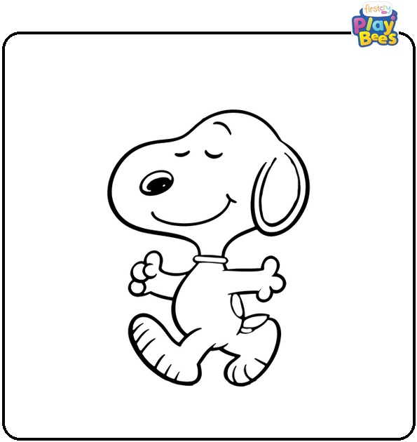 Snoopy Walking Happily Coloring Page Snoopy Walking Happily Coloring Page
