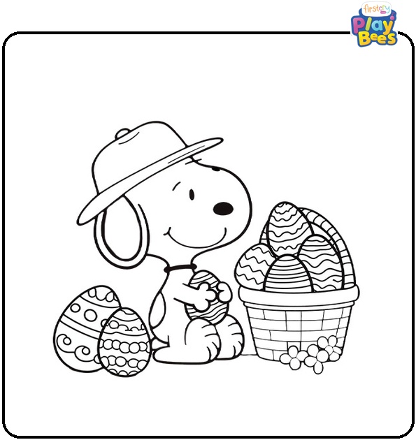 Snoopy and Easter Eggs Coloring Page Snoopy and Easter Eggs Coloring Page