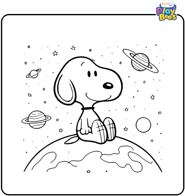 Snoopy in Space Coloring Page Snoopy in Space Coloring Page
