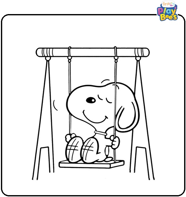 Snoopy on the Swing Coloring Page Snoopy on the Swing Coloring Page