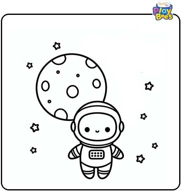 Space and Star Coloring Page