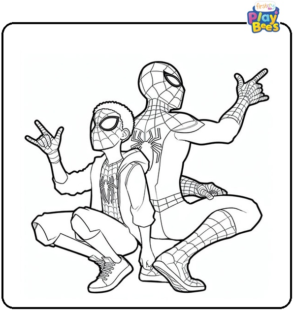 Spiderman and Miles Morales Coloring Page