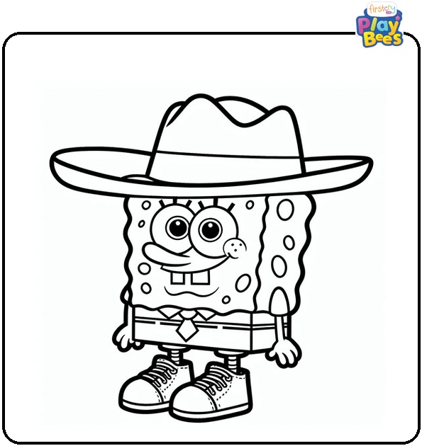 SpongeBob In A Hat Coloring Page SpongeBob In A Hat Coloring Page
