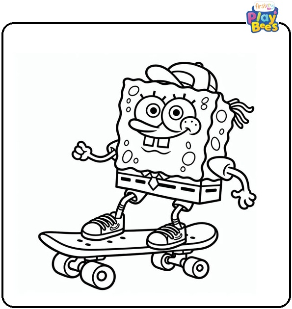 SpongeBob on Skateboard Coloring Page SpongeBob on Skateboard Coloring Page