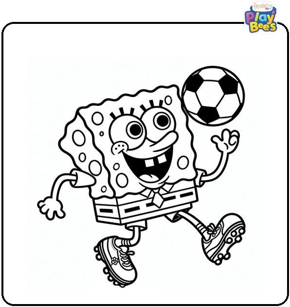 Spongebob Playing Soccer Coloring Page Spongebob Playing Soccer Coloring Page