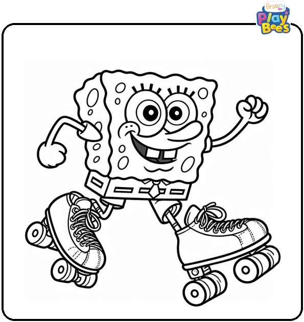 Spongebob Skating Coloring Page Spongebob Skating Coloring Page