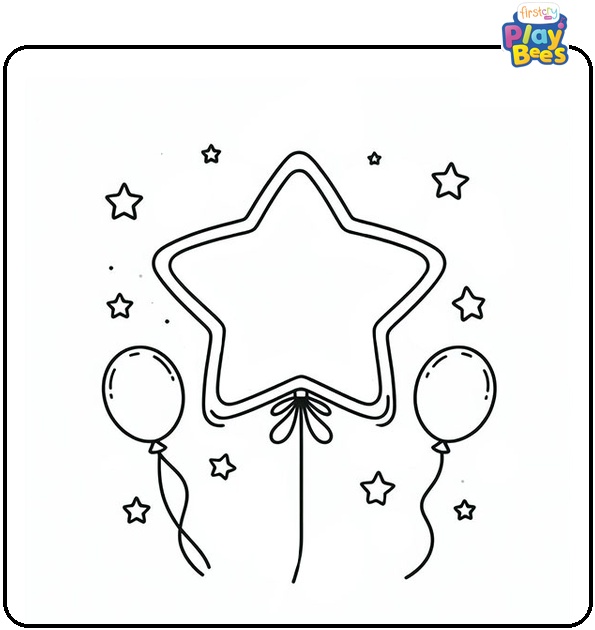 Star-Shaped Balloons Coloring Page