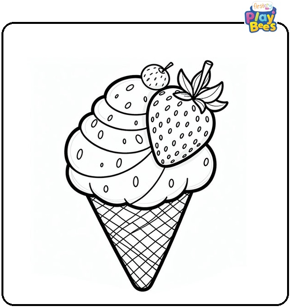 Strawberry Ice Cream Coloring Page