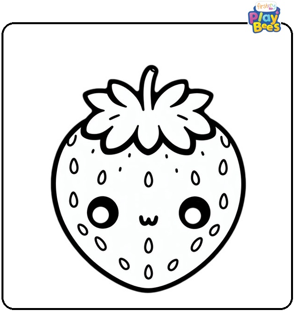 Strawberry Kawaii Coloring Page