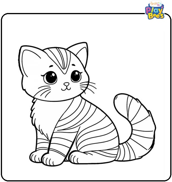 Striped Cat Coloring Page Striped Cat Coloring Page