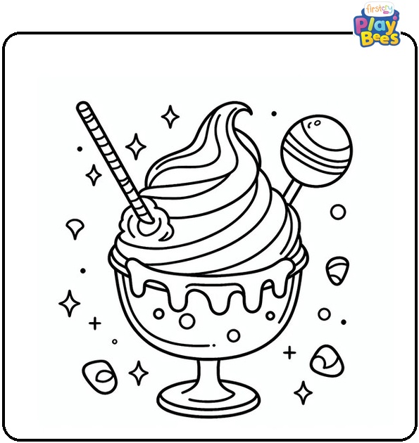 Sundae Ice Cream Coloring Page