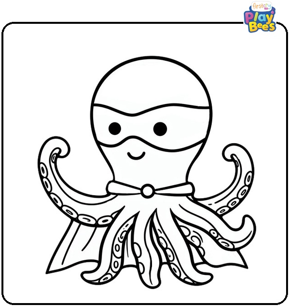 Superhero Octopus Coloring Page Superhero Octopus Coloring Page