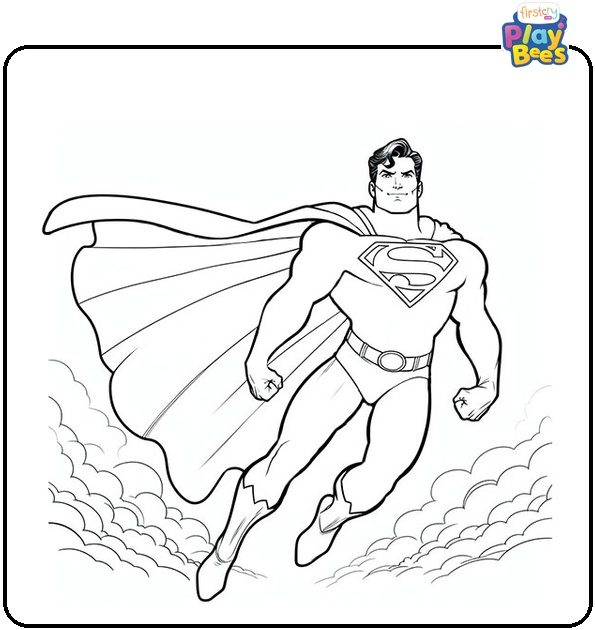 Superman Standing in Air Coloring Page