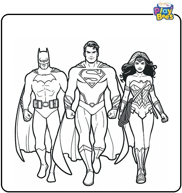 Superman With Batman And Wonder Woman Coloring Page