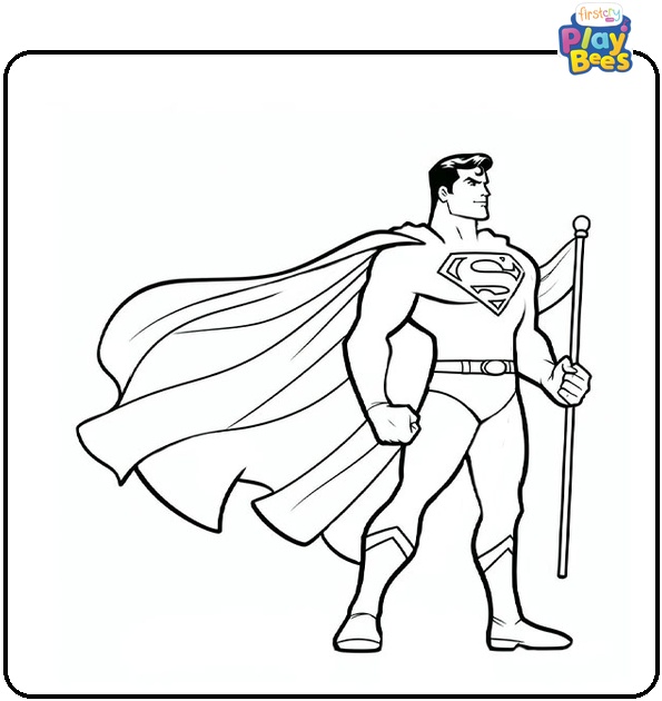 Superman With Cape Coloring Page