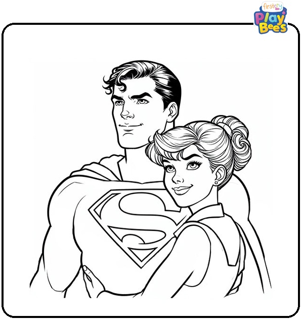 Superman With Lois Lane Coloring Page