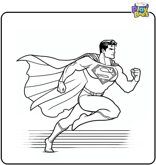 Superman in Action Coloring Page