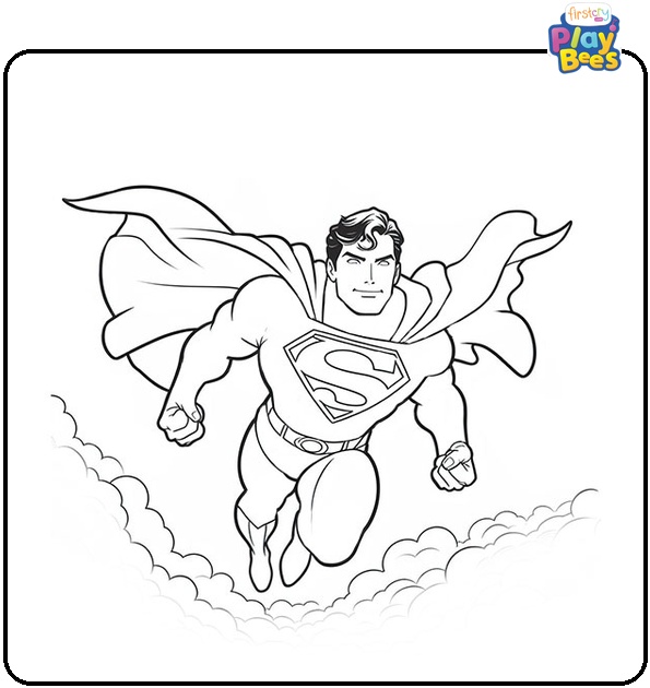 Superman in the Sky Coloring Page