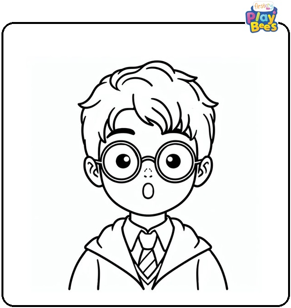 Surprised Harry Potter Coloring Page