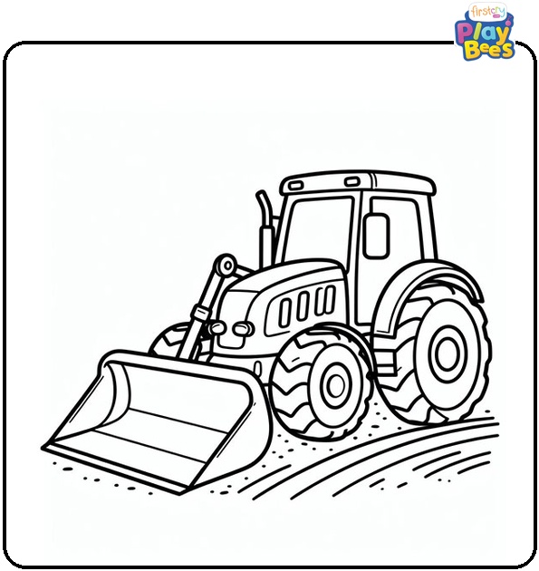 The Tractor Scooping Coloring Page