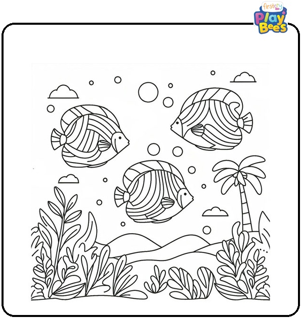 The Tropical Fishes in the Ocean Coloring Page The Tropical Fishes in the Ocean Coloring Page
