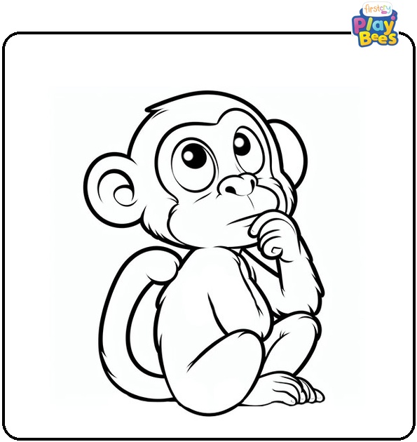 Thinking Monkey Coloring Page Thinking Monkey Coloring Page