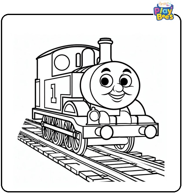 Thomas on the Long Rail Coloring Page