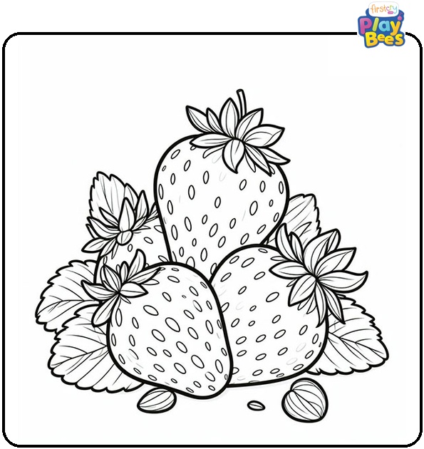 Three Strawberries Coloring Page