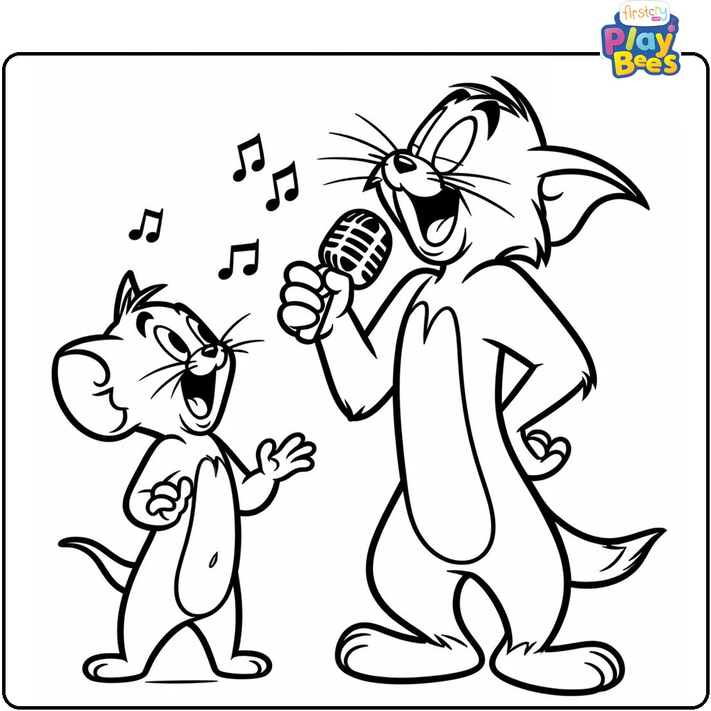 Tom and Jerry Singing Coloring Page