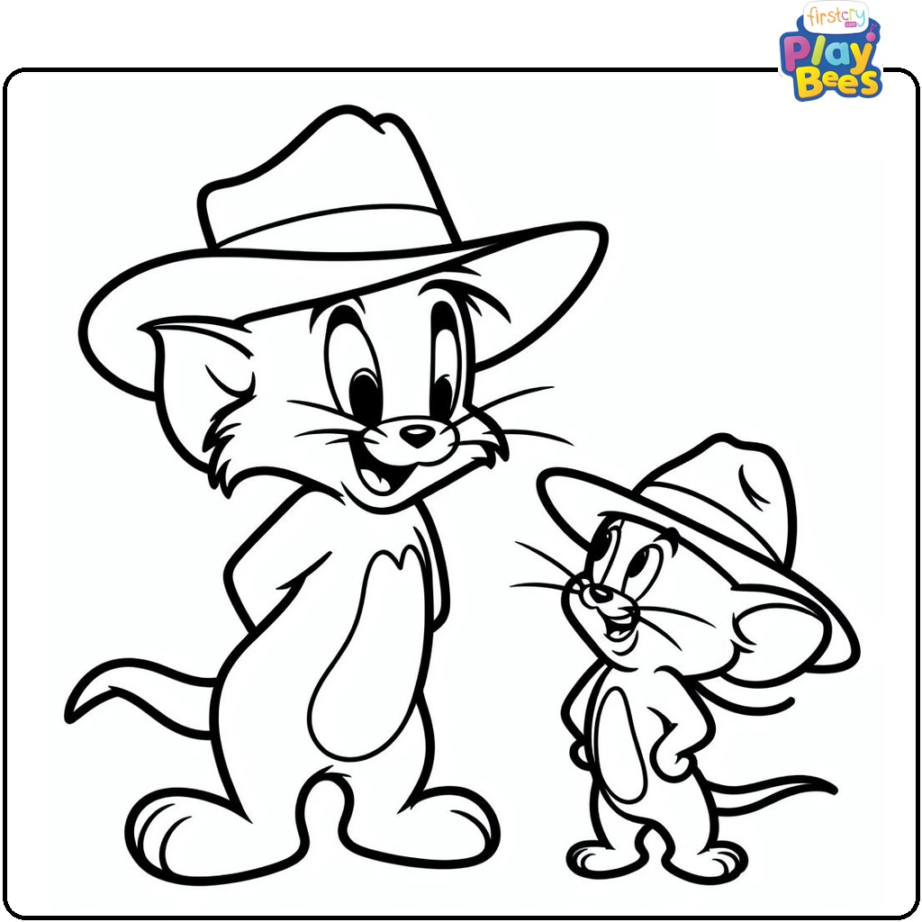 Tom and Jerry in the Hat Coloring Page