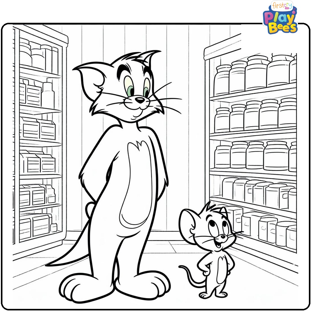 Tom and Jerry in the Store Coloring Page