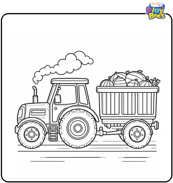 Tractor and Trailer Coloring Page