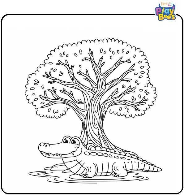 Tree Alligator Coloring Page Tree Alligator Coloring Page