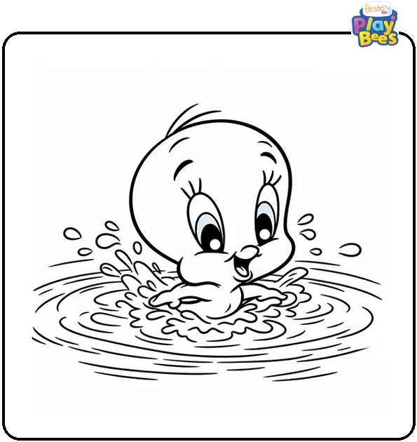 Tweety Goes For A Swim Coloring Page Tweety Goes For A Swim Coloring Page