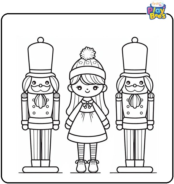 Two Nutcrackers With Mistletoe Coloring Page Two Nutcrackers With Mistletoe Coloring Page