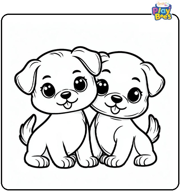 Two Puppies Coloring Page Two Puppies Coloring Page