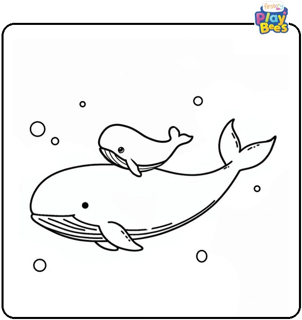 Whale Mother And the Baby Coloring Page Whale Mother And the Baby Coloring Page