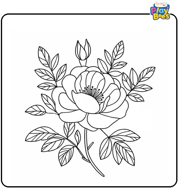 Wild Rose Coloring Page