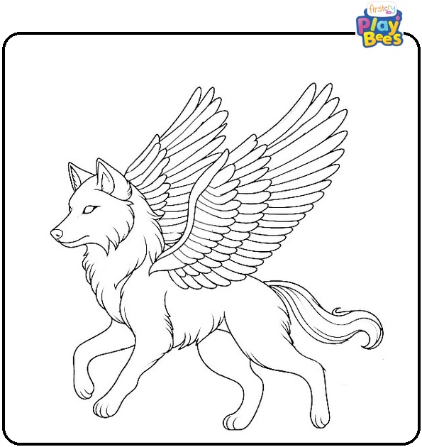 Wolf With Wings Coloring Page Wolf With Wings Coloring Page