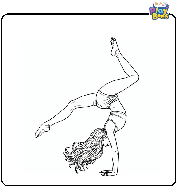 Woman Cartwheeling Coloring Page