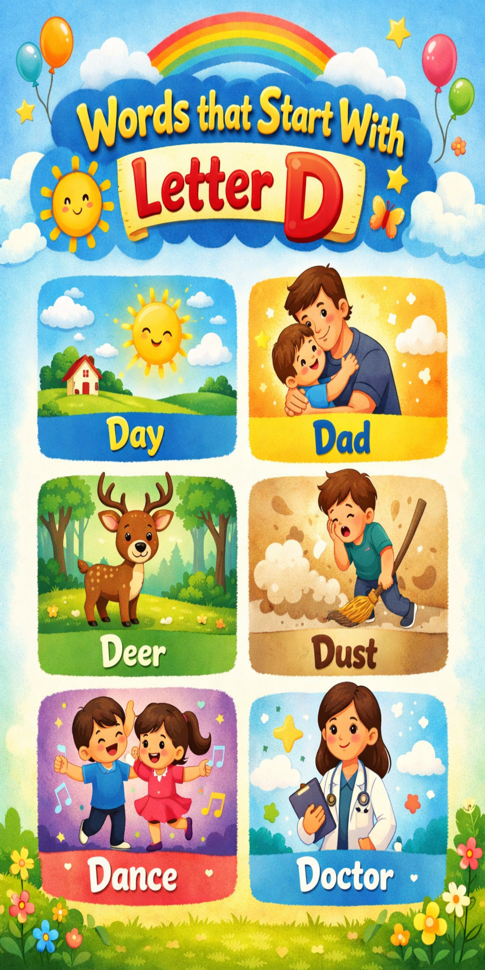 Words That Start With Letter D - Infographic