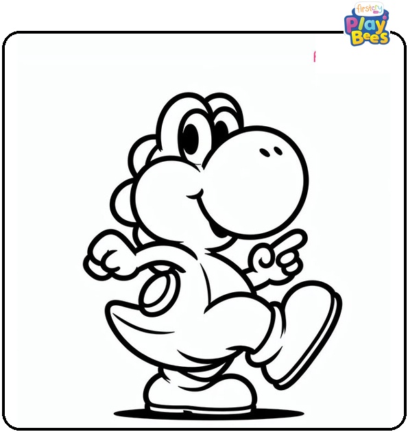 Yoshi Dancing Coloring Page