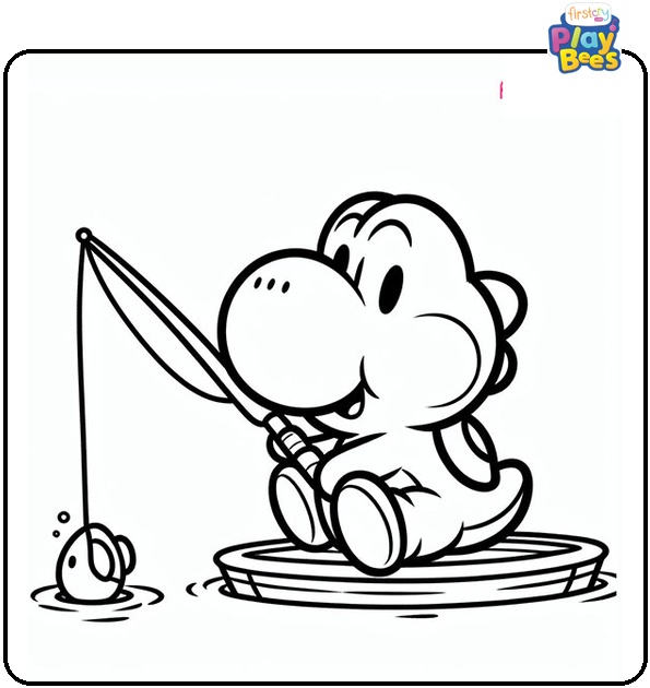 Yoshi Fishing Coloring Page