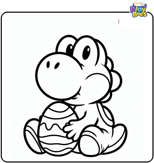 Yoshi Holding an Easter Egg Coloring Page