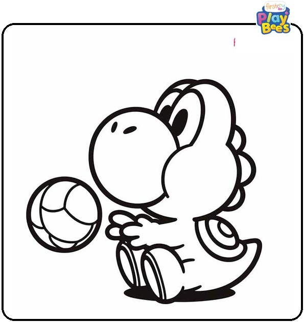Yoshi Playing a Ball Coloring Page
